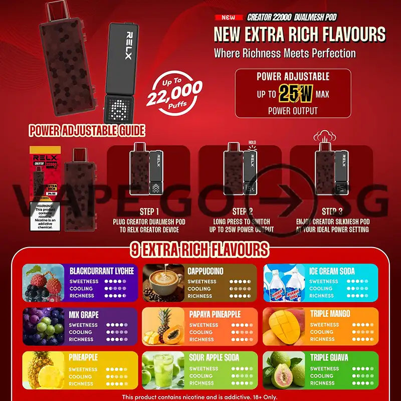 RELX-CREATOR-22000-PUFFS-CARTRIDGE-POD-SINGAPORE-VAPEGOSG-FLAVOUR