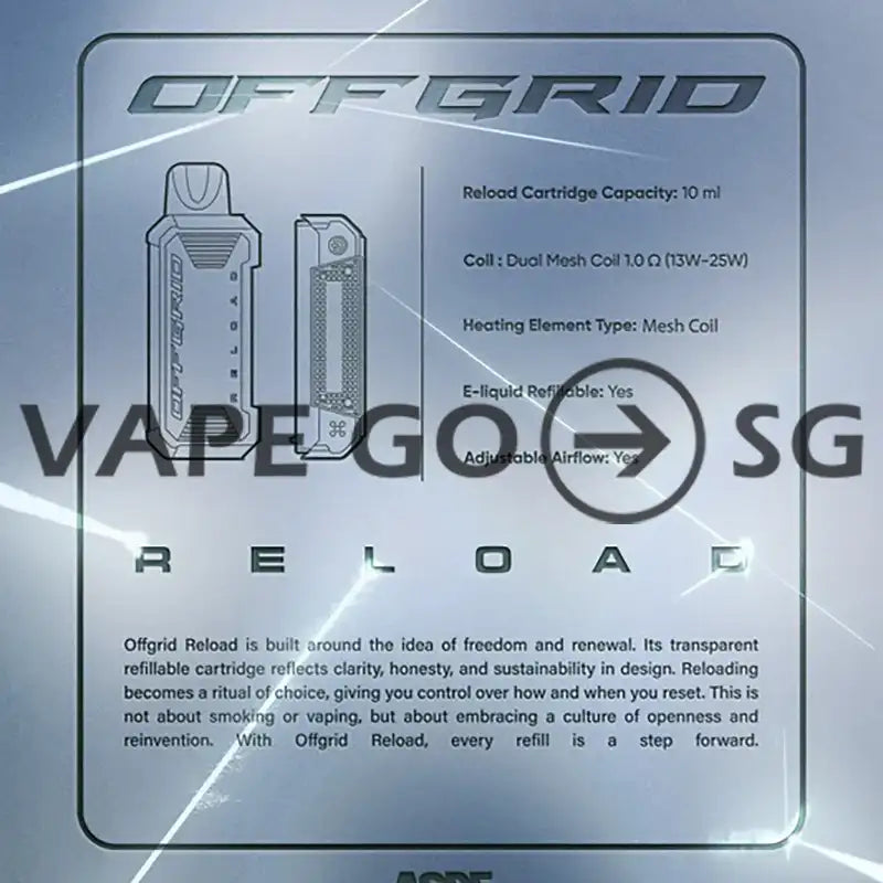 OFFGRID-RELOAD-CARTRIDGE-EMPTY-Funtion-detials-singapore-vape-go-sg